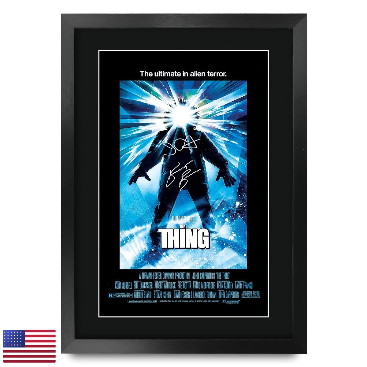 HWC Trading The Thing Movie Poster John Carpenter Kurt Russell Signed 16x12
