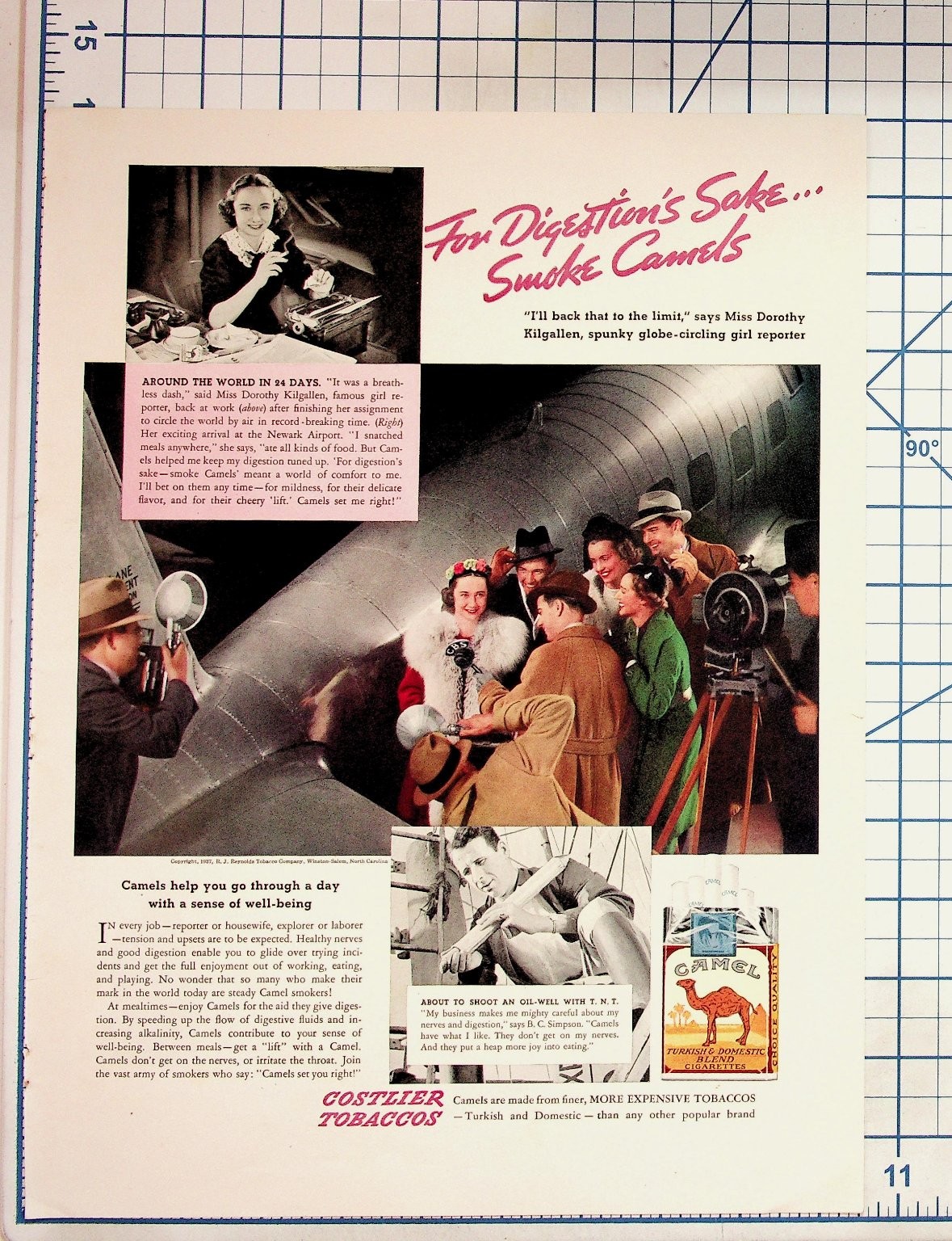 1937 Camel Cigarettes Ad Dorothy Kilgallen Globe-Circling Girl Reporter Ephemera