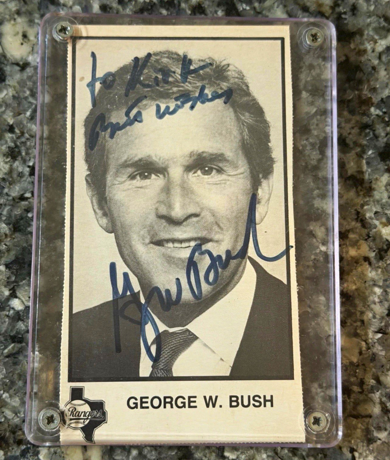 George W. Bush Autographed Team Card Texas Rangers - President Signed - Rare