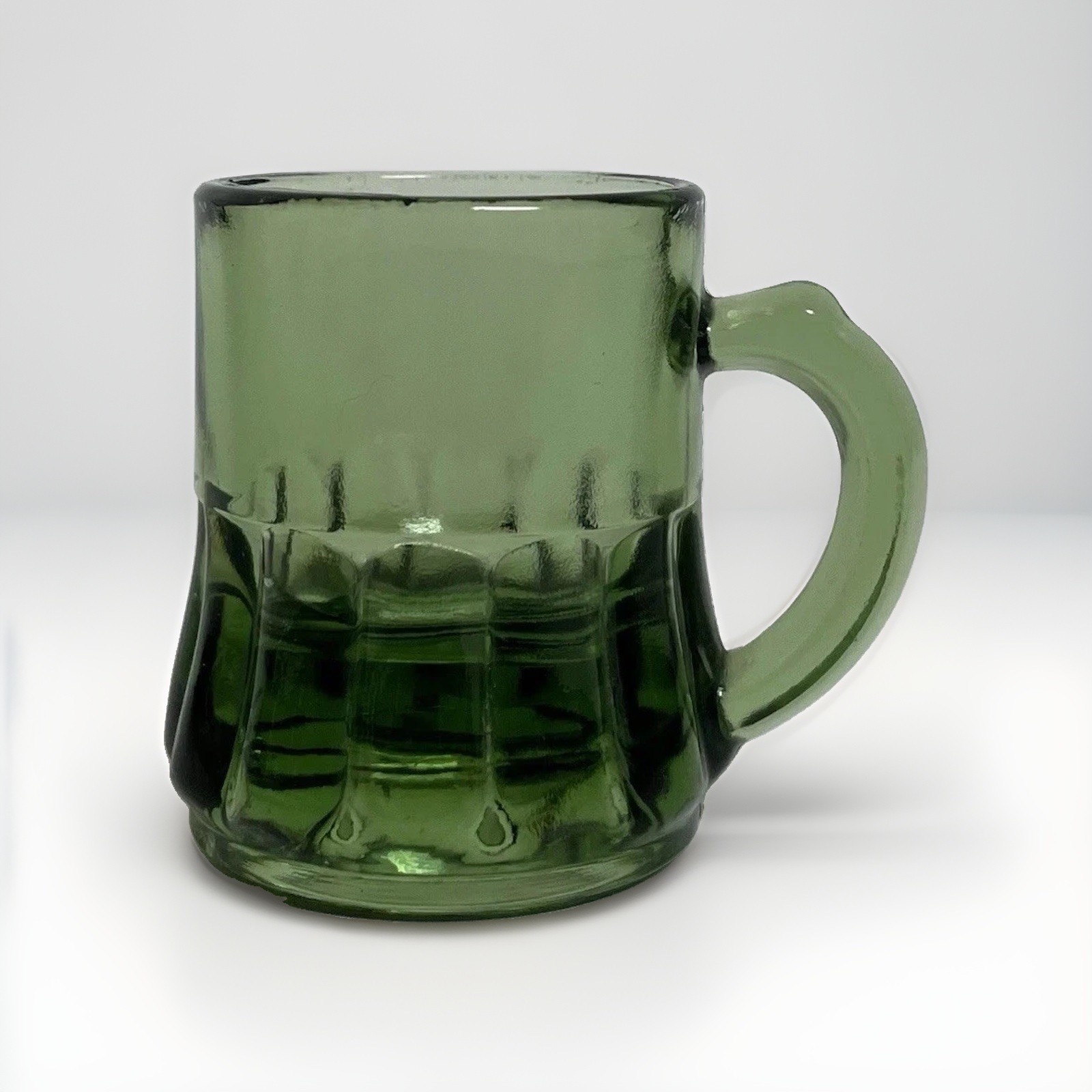 Vintage Federal Glass Mini Beer Mug Shot Glass Green Toothpick Holder 2” Decor Vintage Federal Glass Mini Beer Mug Shot Glass Green Toothpick Holder 2” Decor