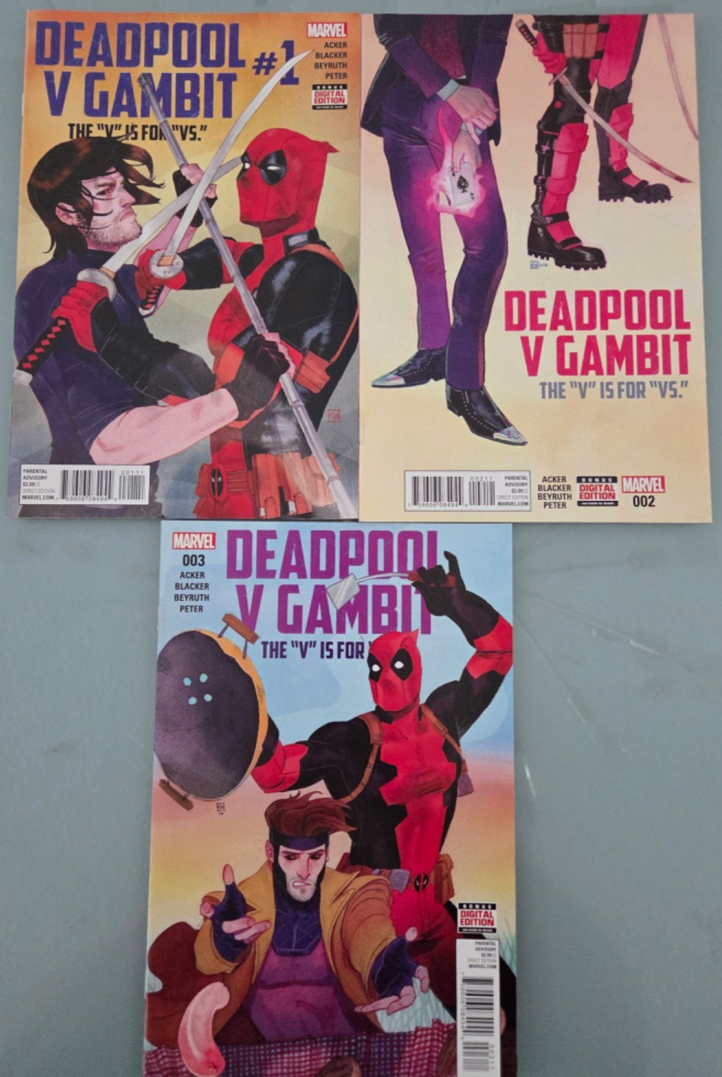 DEADPOOL V GAMBIT #1 2 3 (2016) MARVEL COMICS ACKER BLACKER BLEYRUTH SET OF 3