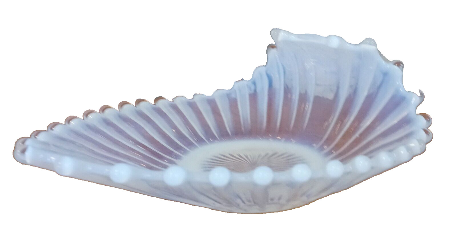 Fostoria 1960's Heirloom White Opalescent Handled (Rolled End) Bon Bon Dish