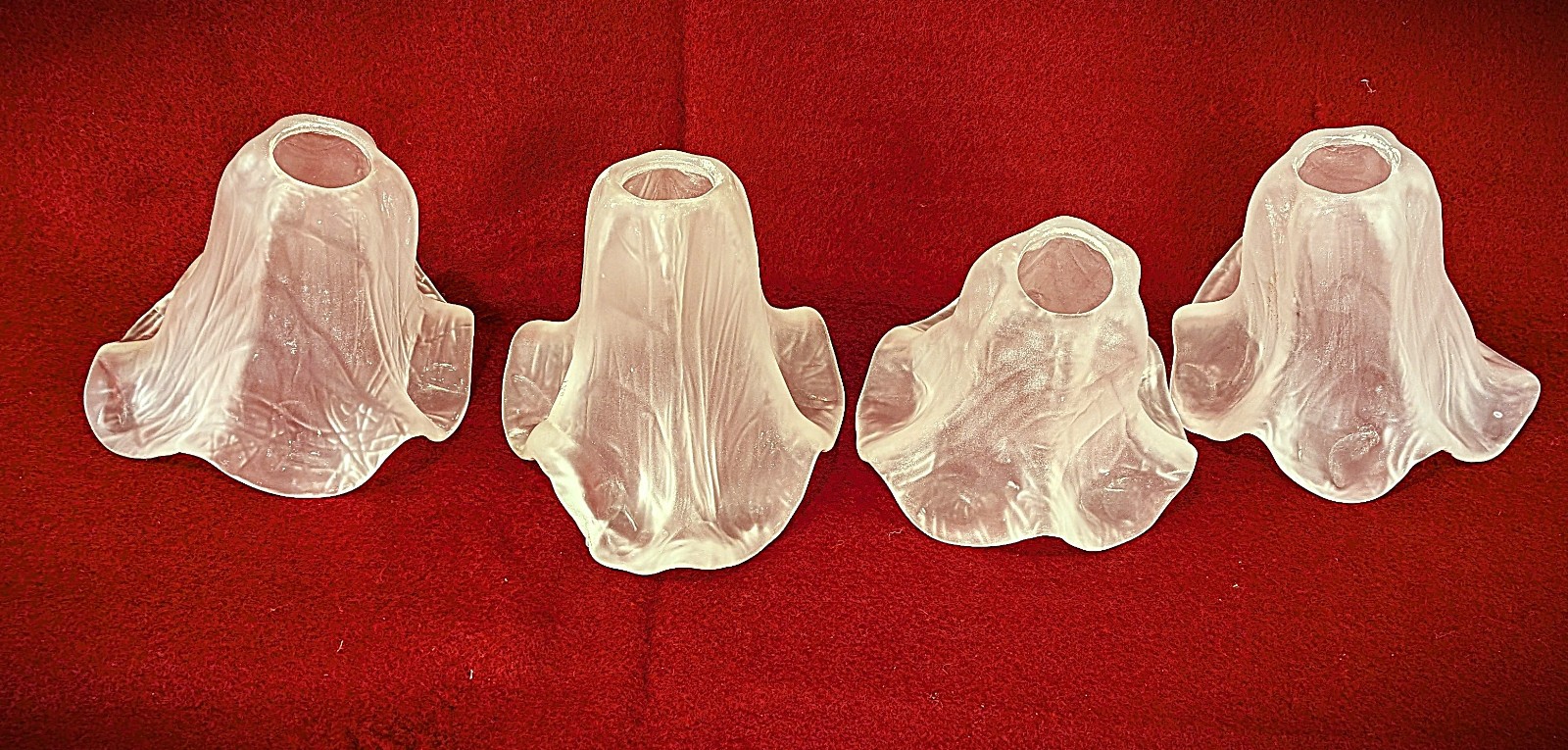 Set of 4 Vintage French  Satin Floral Glass Lamp Shade/Globes