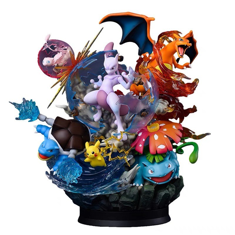H40CM MFC Mewtwo Greninja Evolutionary Group PVC Model GK Statue Collectibles