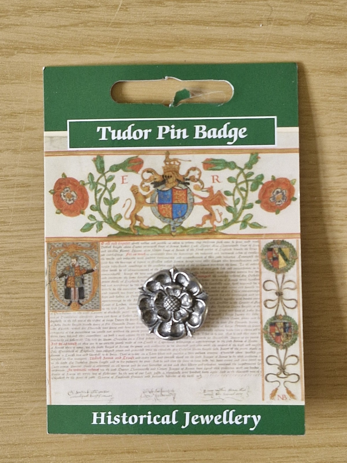 Tudor Rose Pewter Lapel Pin Badge War of the Roses English