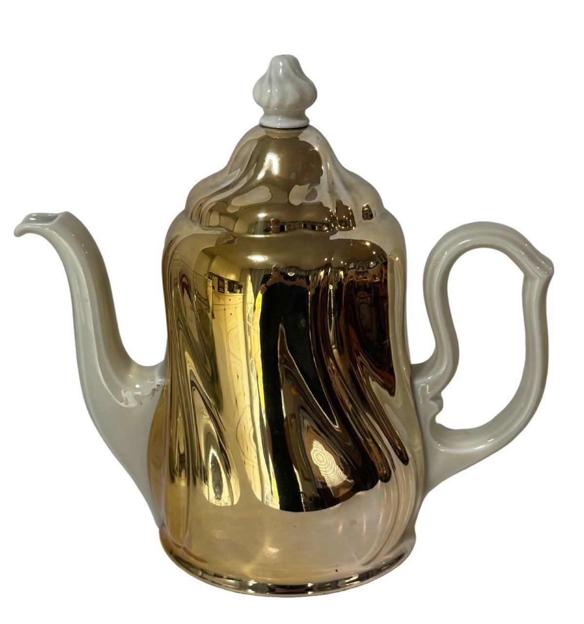 Vintage Art Deco Tea Coffee Pot 10”T Ivory With Thermal Hood Warmer Germany