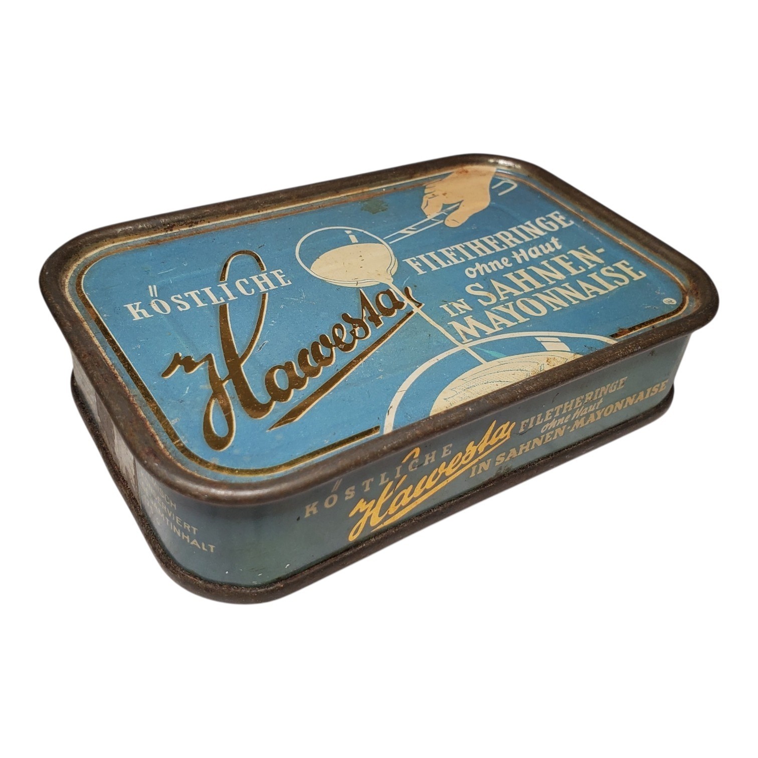 Vintage Hawesta German Herring Filet in Mayo Empty Tin