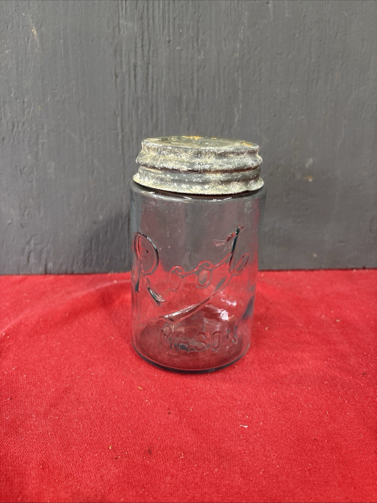 1M-Rare Antique Aqua Glass Root Mason Pint Canning Jar c. 1906-1909