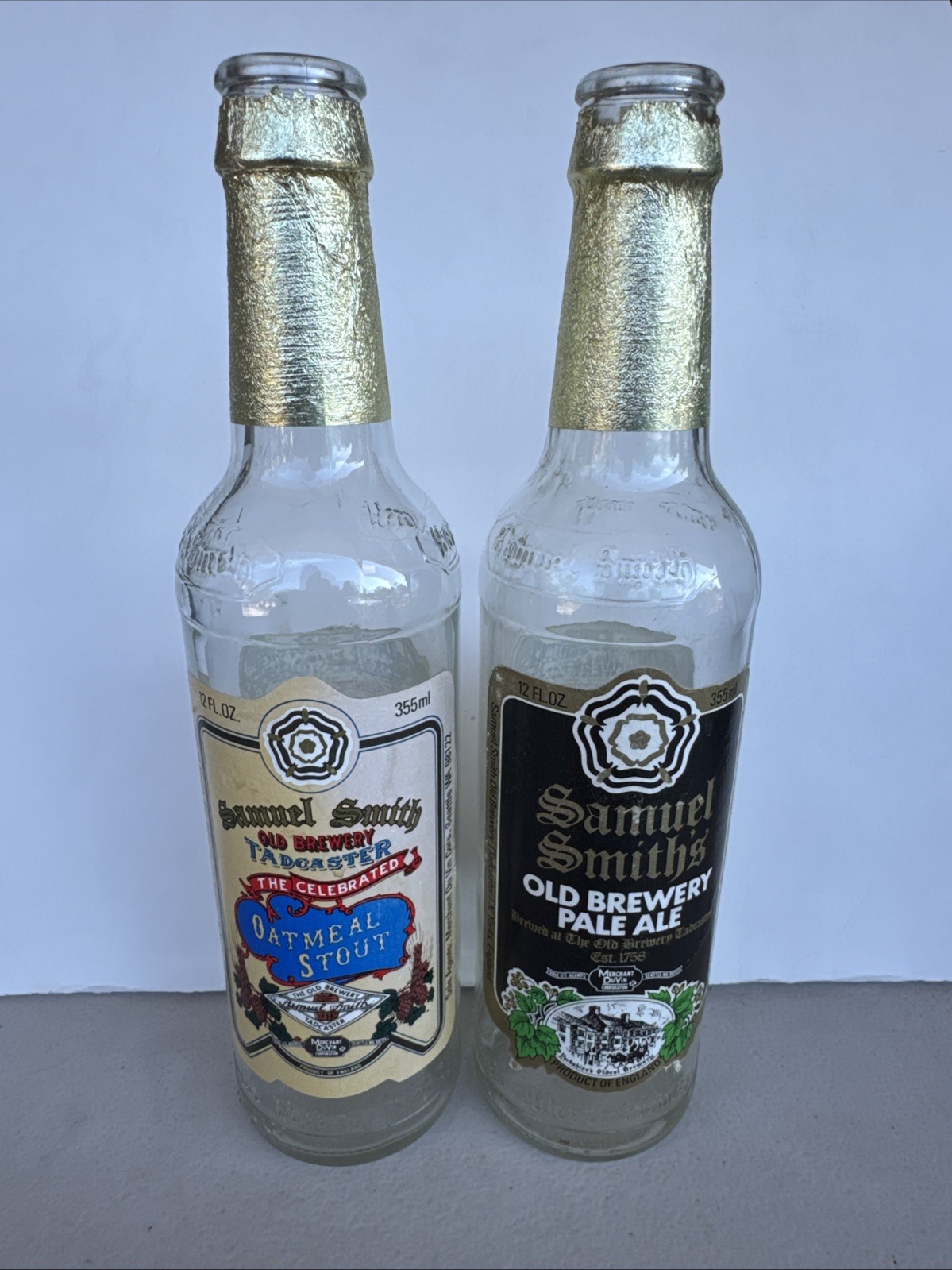 2-Vintage Beer Bottle Samual Smith Oatmeal & Stout Old Brewery Pale Ale England