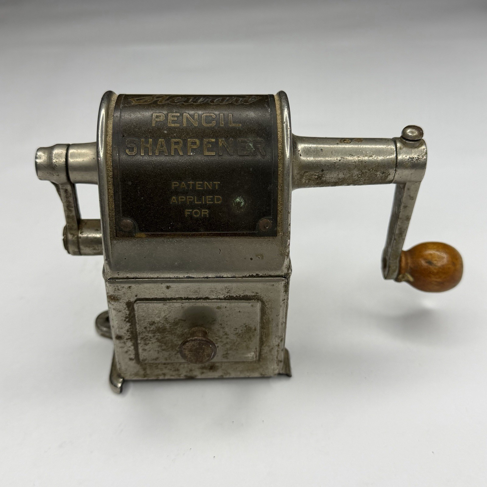 Vintage JK Stewart Hand Crank Mailbox Pencil Sharpener Chicago USA - READ