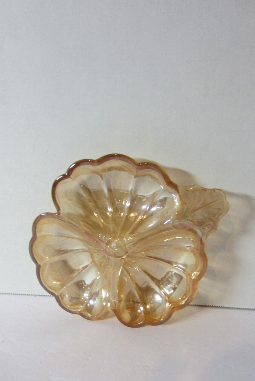 Vintage Jeannette Glass Iridescent Marigold Carnival Glass Bowl - 7X5.5 \