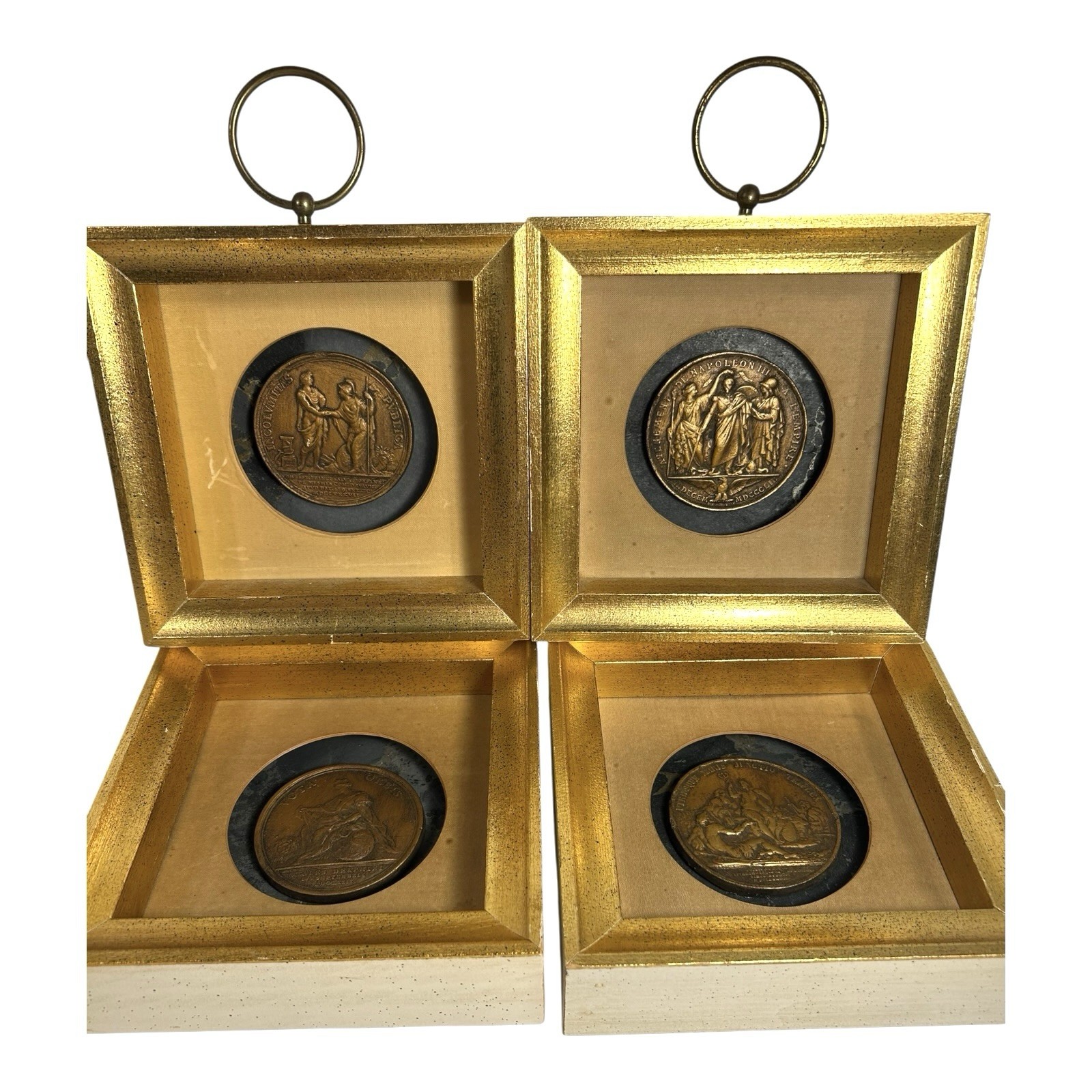 Vintage Set of 4 Greco Roman Style Medallion Wall Hangings - Hollywood Regency