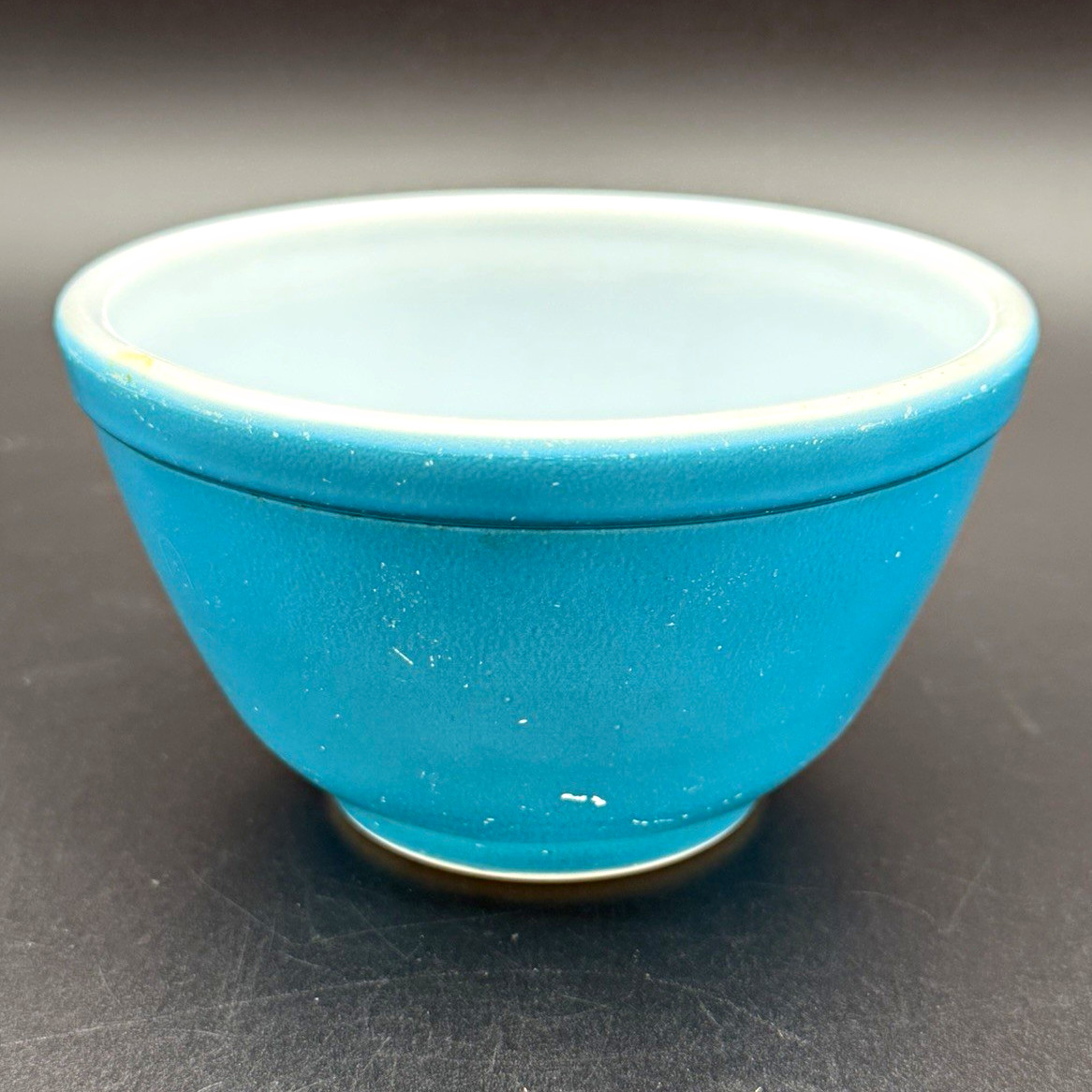 Vintage Pyrex Turquoise Solid Blue Mixing Bowl 401 1.5 Pint Milk Glass USA 1950s
