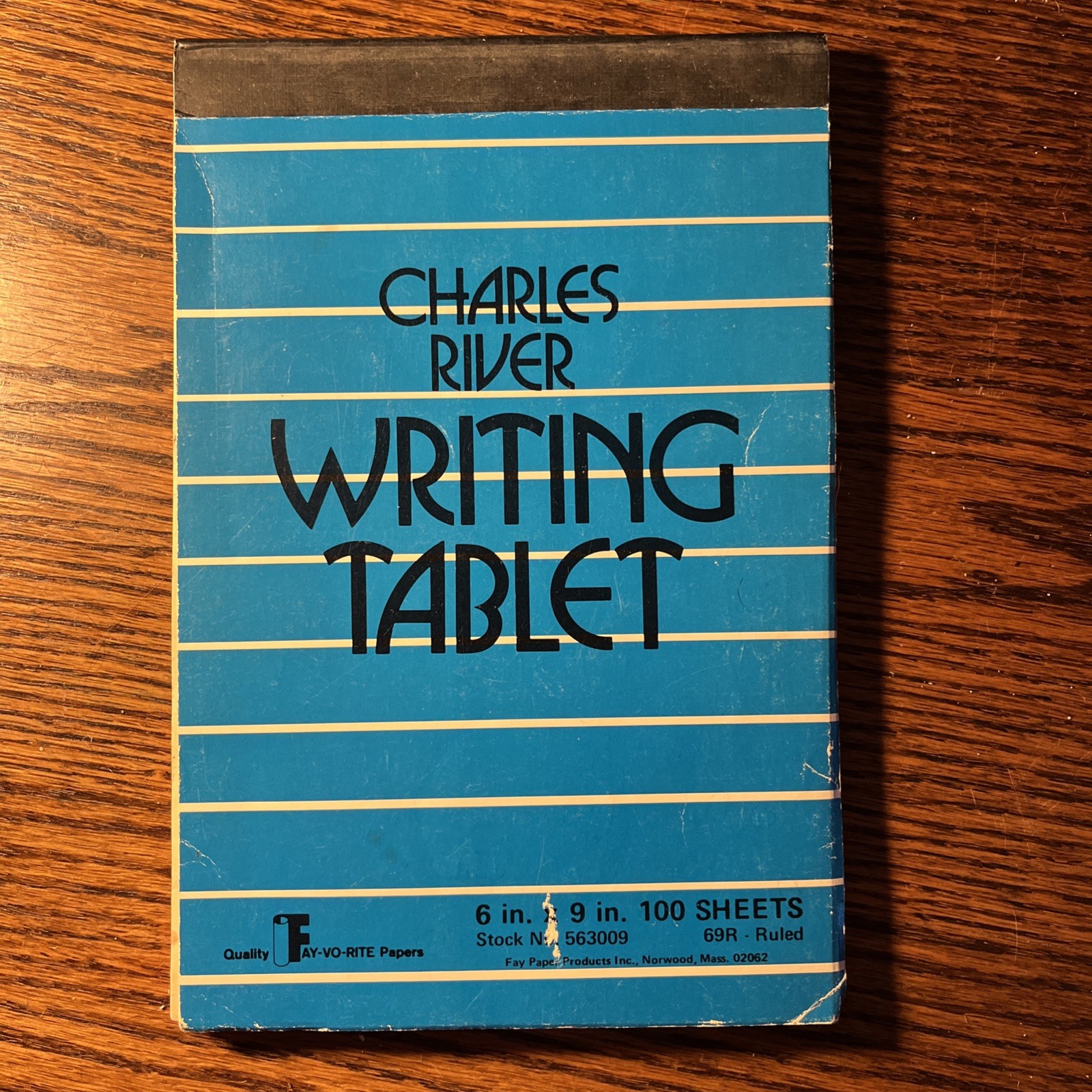 Vtg Charles River Writing Tablet Lined NOS 6” x 9” Lined Quality Fav-vo-rite 100