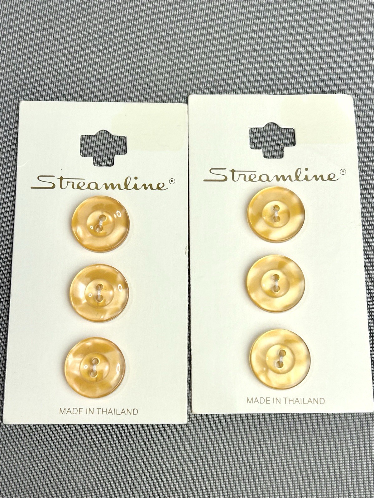 Vintage Iridescent Peach Translucent Small Plastic Buttons On Card Set Of 6