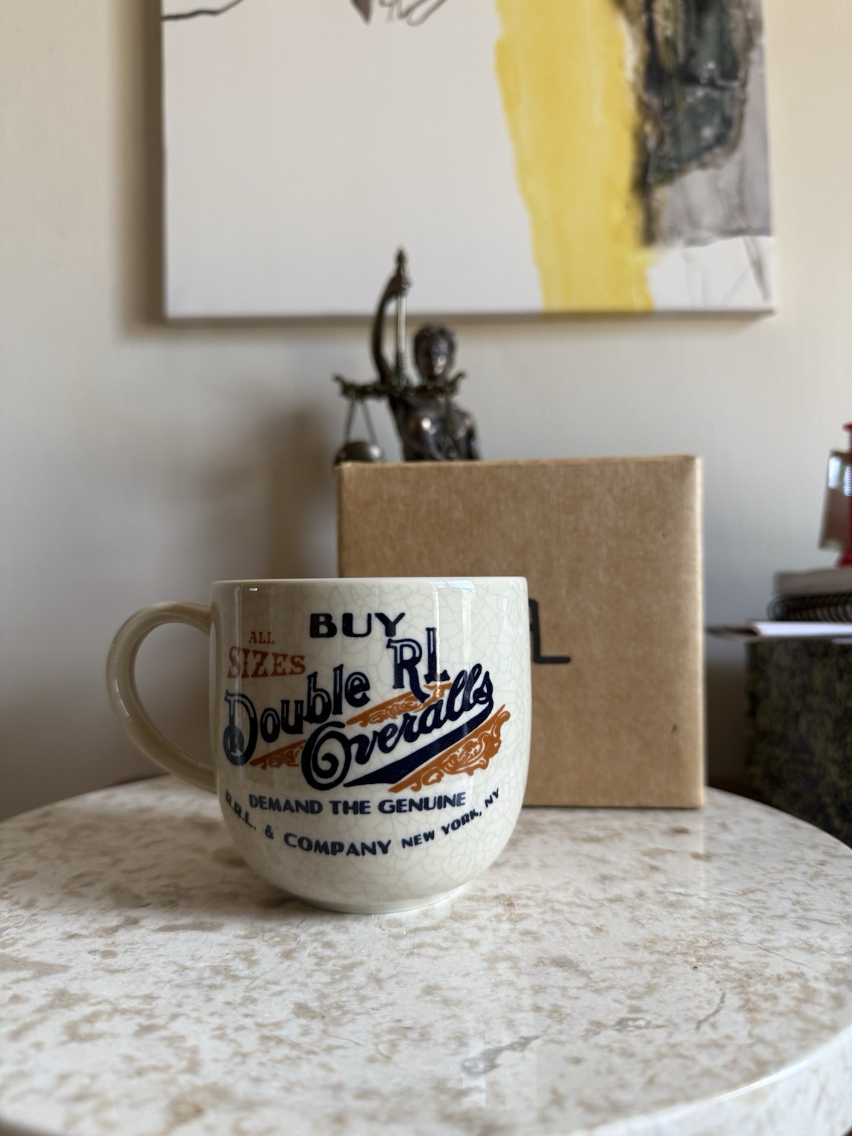 RRL Mug for coffee/tea dinnerware collectible 'Over-all' logo Rare