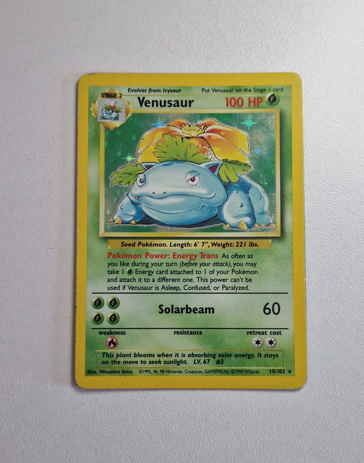 LP Pokémon TCG Venusaur Base Set Holo Unlimited Rare Card 15/102 WOTC