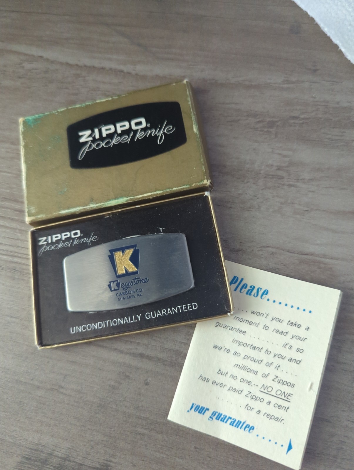 Vintage Zippo pocket knife Nail File Keystone Carbon Co W Box