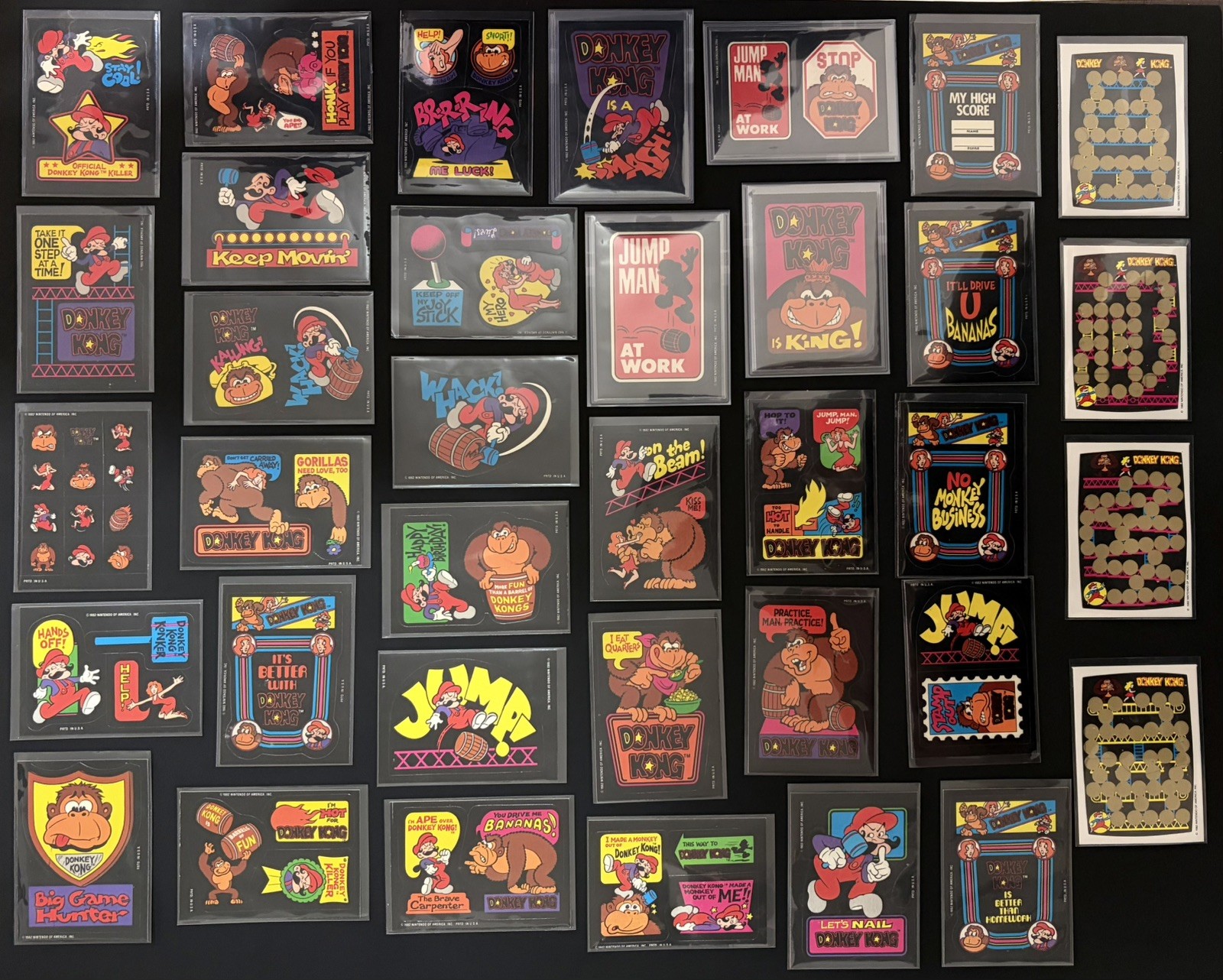 1982 Topps Donkey Kong COMPLETE SET Jumpman/Donkey Kong rookie sticker cards 