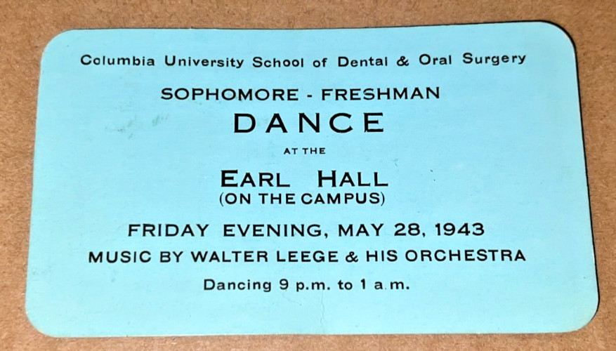 1943 Columbia University Sophomore Freshman Dance Walter Leege & His Orchestra