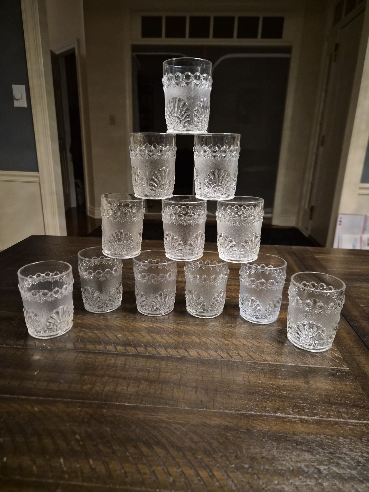 Lot Of 12 Antique Westmoreland Clear Shell and Jewel Water Glass Cups  4\