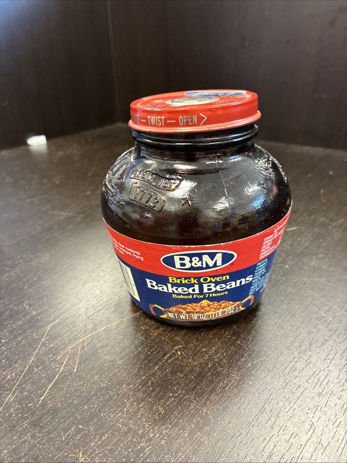 VINTAGE Bicentennial B & M Baked Beans Boston Tea Party Empty Jar 18 Ounce ￼
