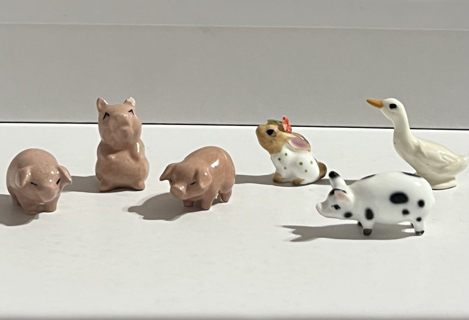 Hagan Renaker Miniature Farm Animals Collectible Trinkets Pigs Bunny Goose 6pc