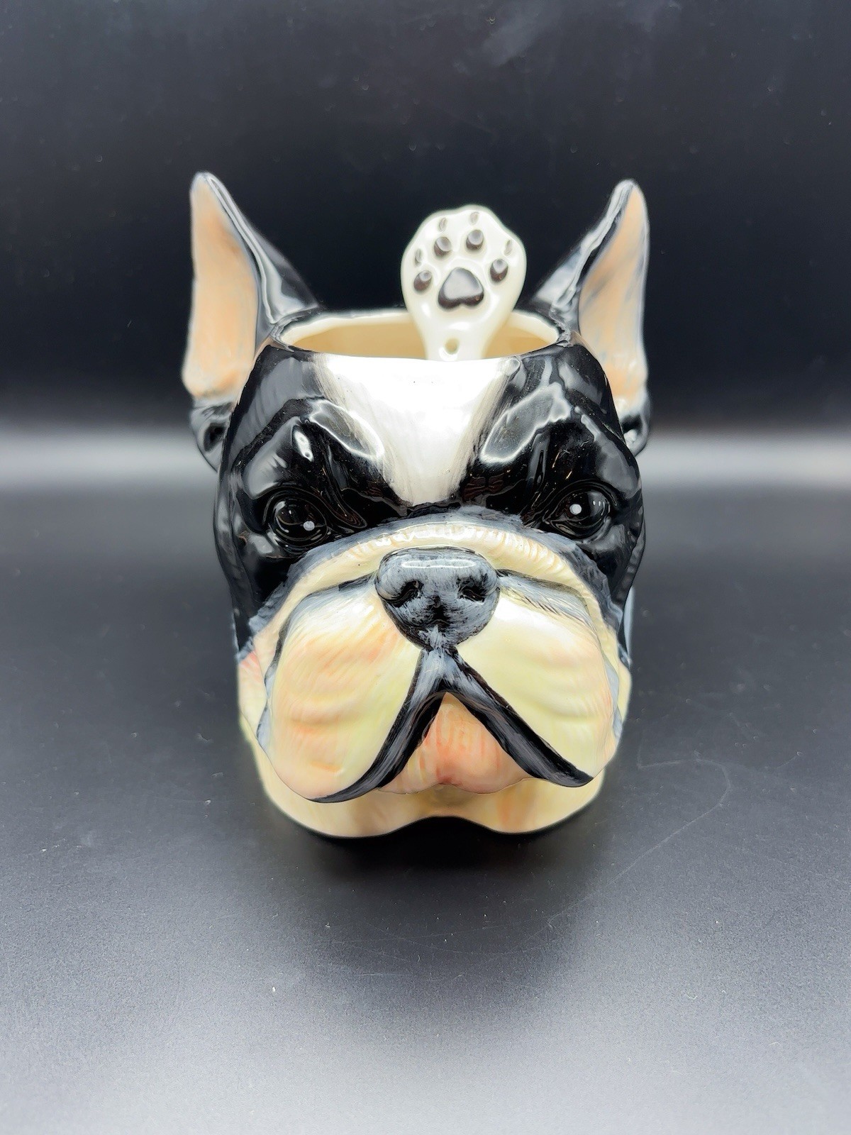 Boston Terrier Head Mug Tea Coffee Chavon Paris With Stir Spoon 