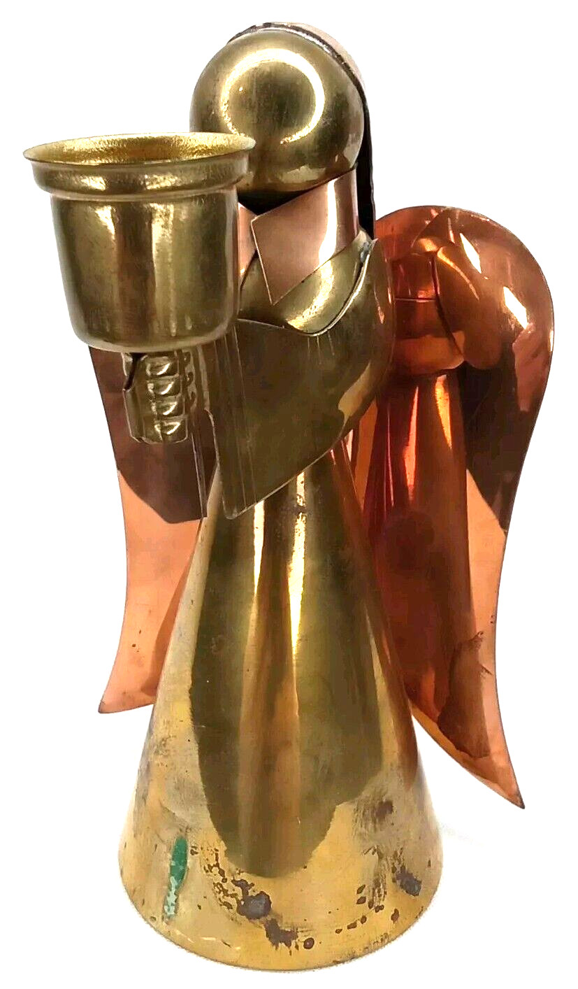 Vintage 1960s Metal Angel Christmas Candle Holder