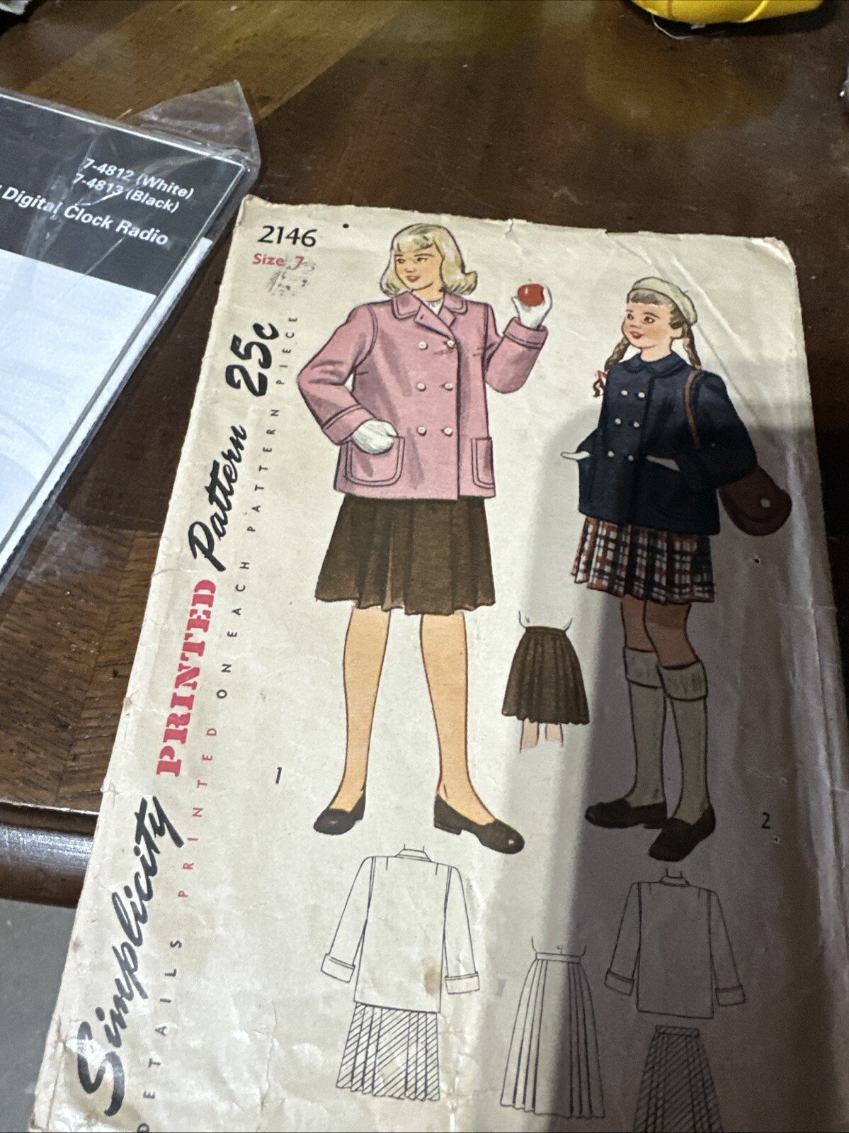 Vintage Simplicity Sewing Pattern 2146 Girls Topper & Skirt Size 7 Chest 25 Cut