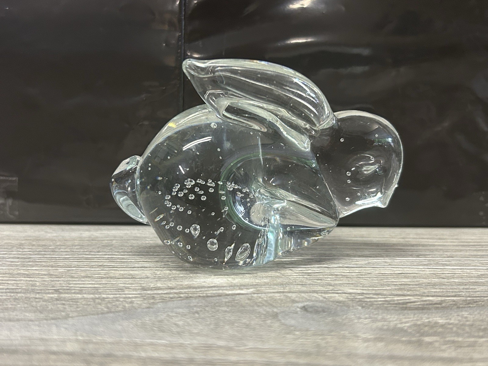 VTG CLEAR SOLID GLASS FIGURAL “BUNNY” PAPERWEIGHT - MINT B6