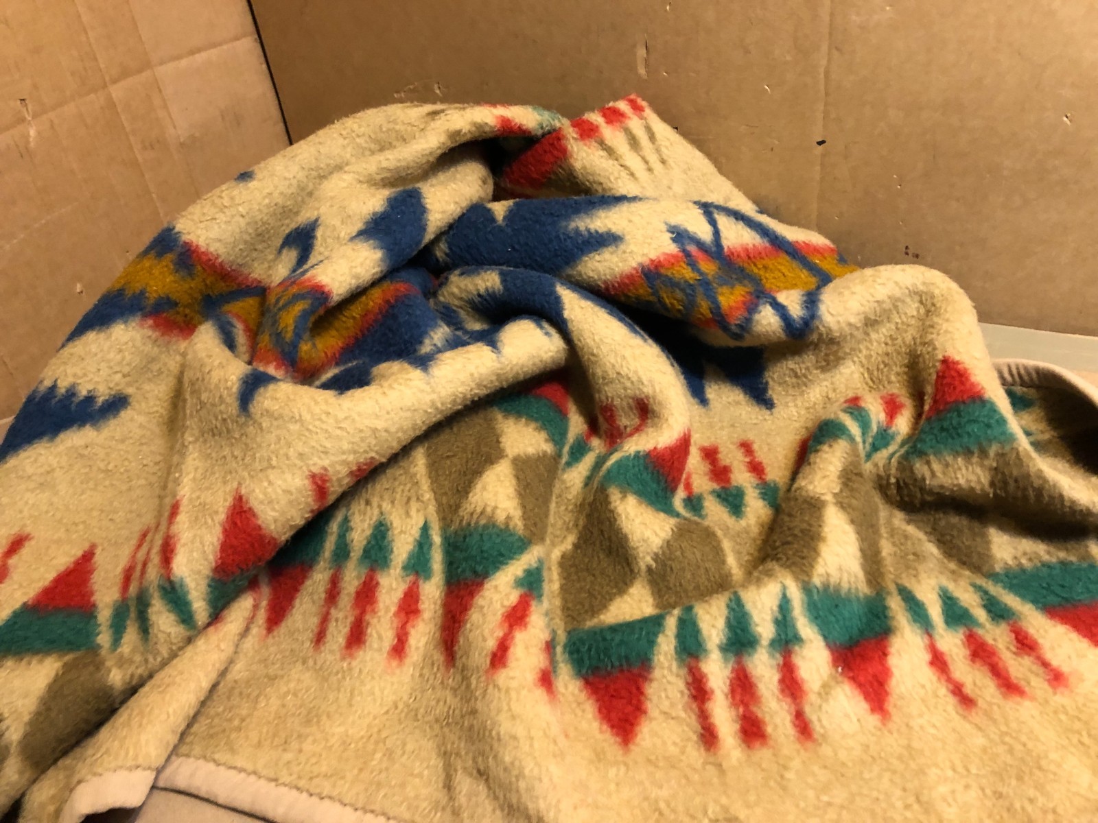 VTG Biederlack Throw Blanket Southwest Native Aztec Print Vintage Spain 64\