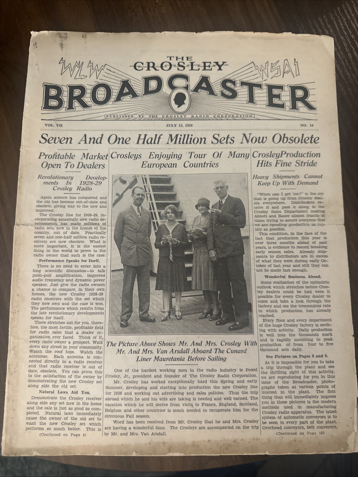 1928 July 15 The Crosley Broadcaster 16-page Radio Newsletter Paper Ephemera vtg