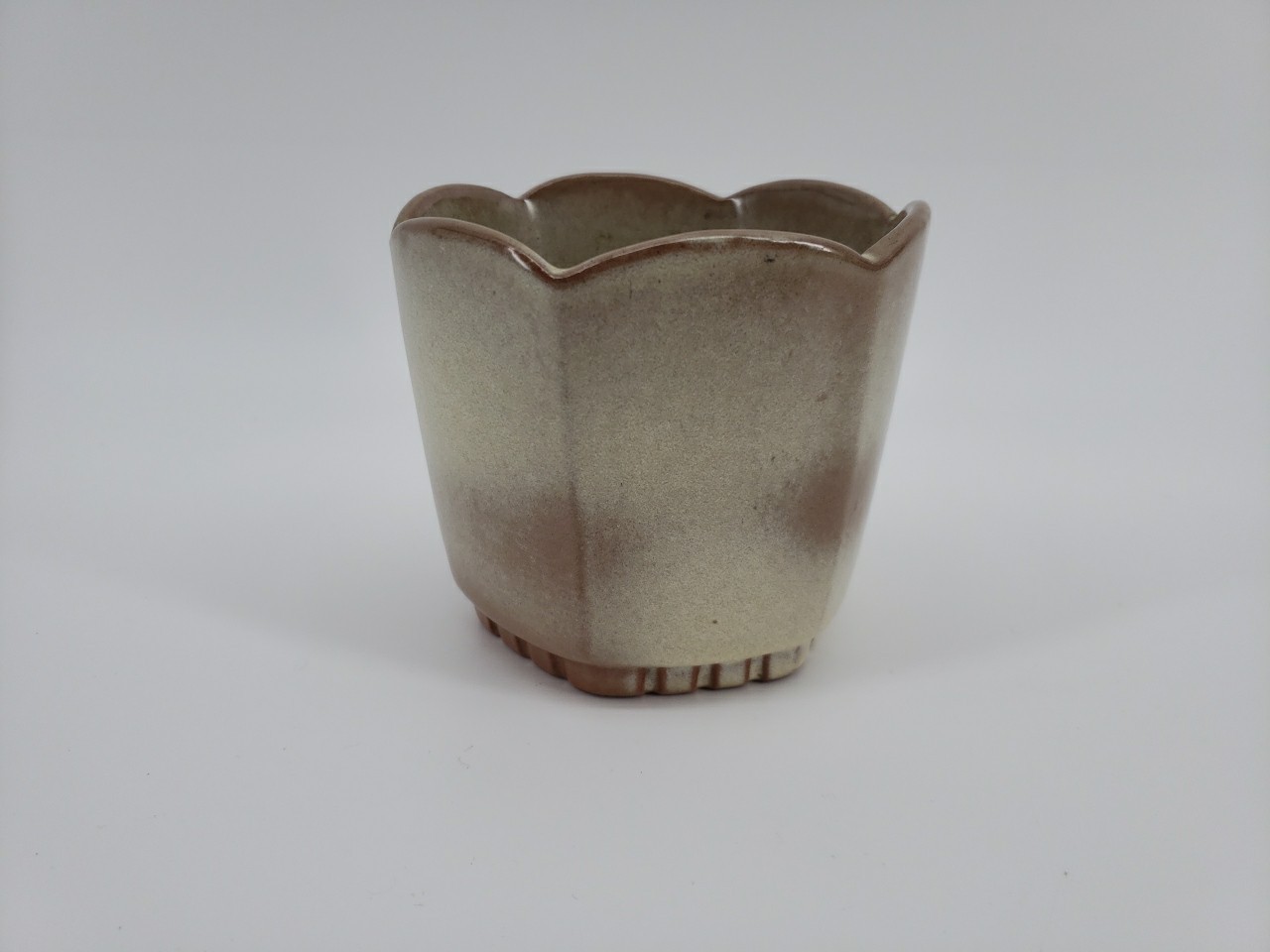 Vintage Frankoma Pottery Planter Scalloped Top #37 Caramel Brown.