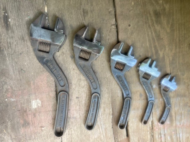 Westcott Adjustable Wrenches, Set of 5, Keystone Mfg. Co. Great Condition