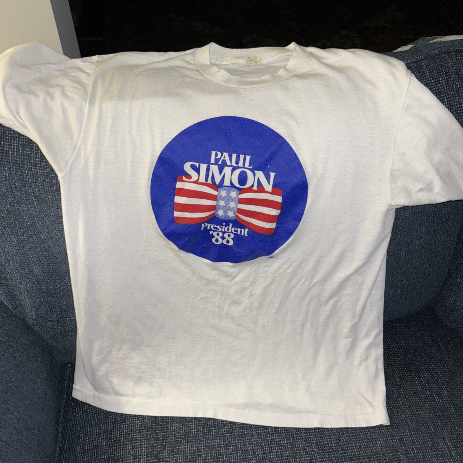 1988 Paul Simon For President With Bow Tie T Shirt Size Extra Large - Rare 1988 Paul Simon For President With Bow Tie T Shirt Size Extra Large - Rare