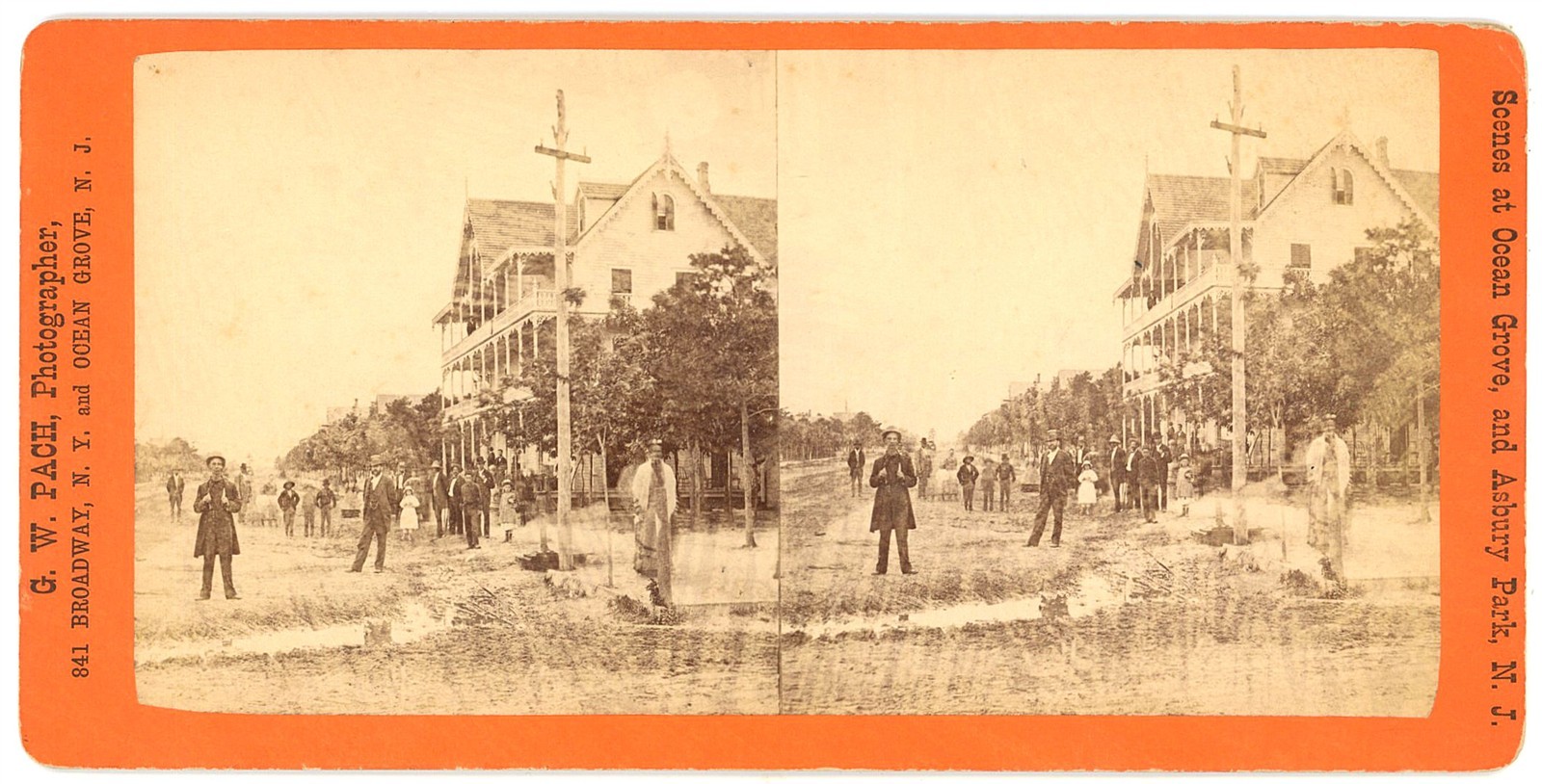 NEW JERSEY STEREOVIEW - Ocean Grove - Main Avenue - GW Pach 1870s