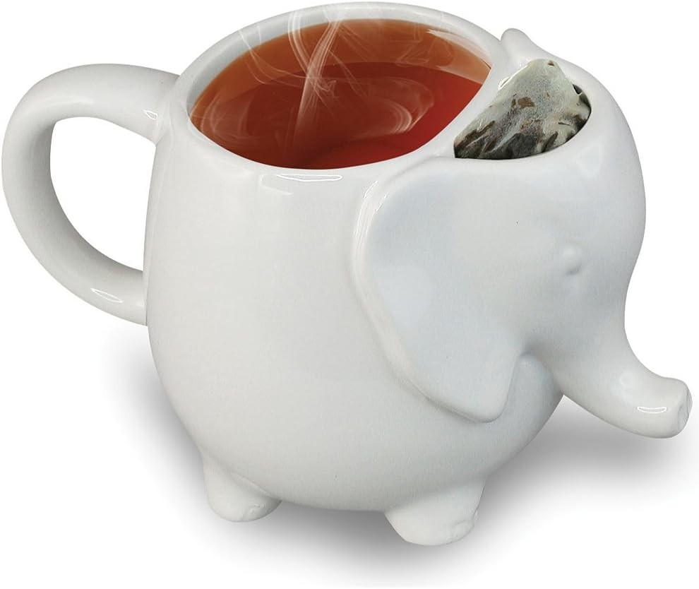 Ceramic 15oz Elephant Tea Mug White