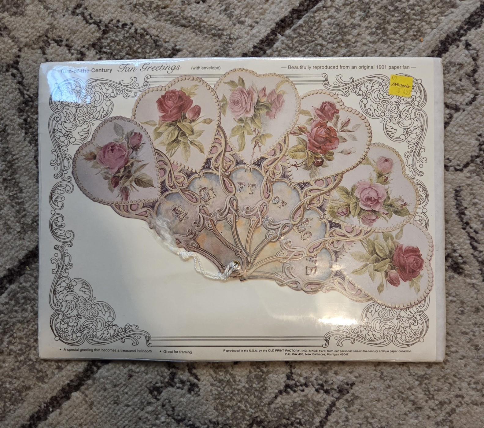 Vintage A Gift of Love Embossed Fold Fan Greeting Card Sealed NOS Roses Vintage A Gift of Love Embossed Fold Fan Greeting Card Sealed NOS Roses
