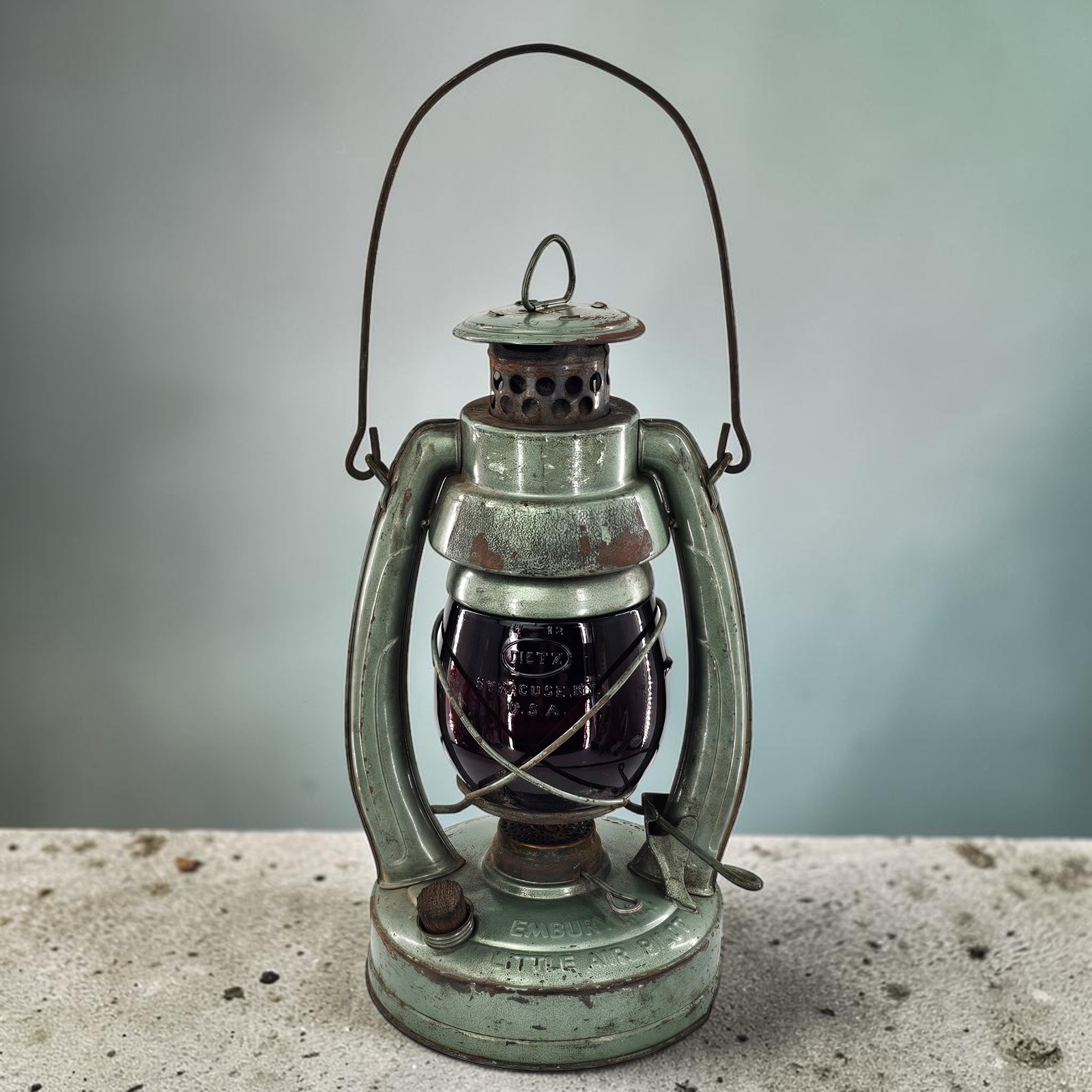Antique Embury NO 1 Lantern Little Air Pilot Red Dietz Glass Kerosene Warsaw NY