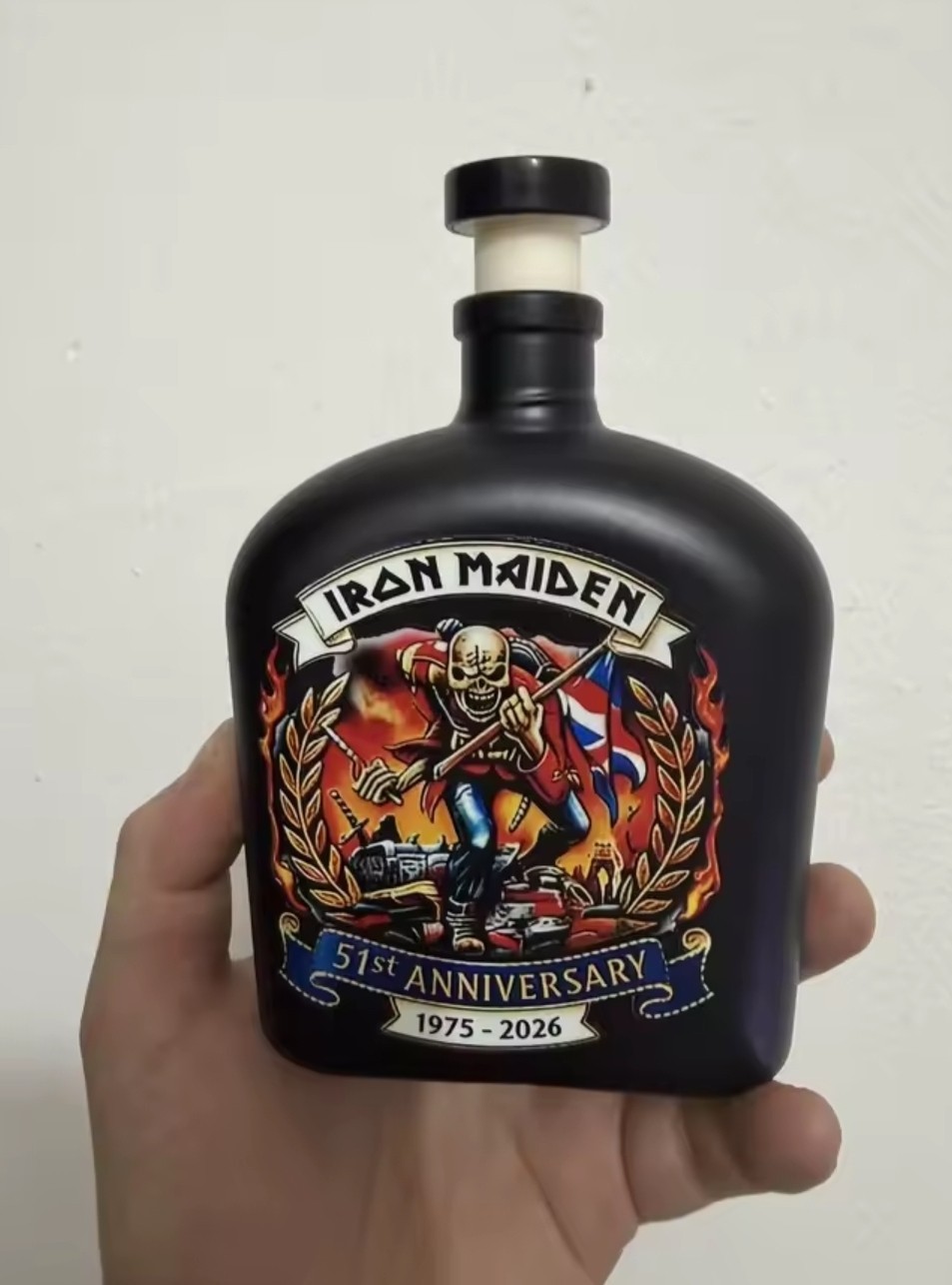 Iron Maiden Rock Band Slick Black Liquor Whiskey Decanter Bottle New 