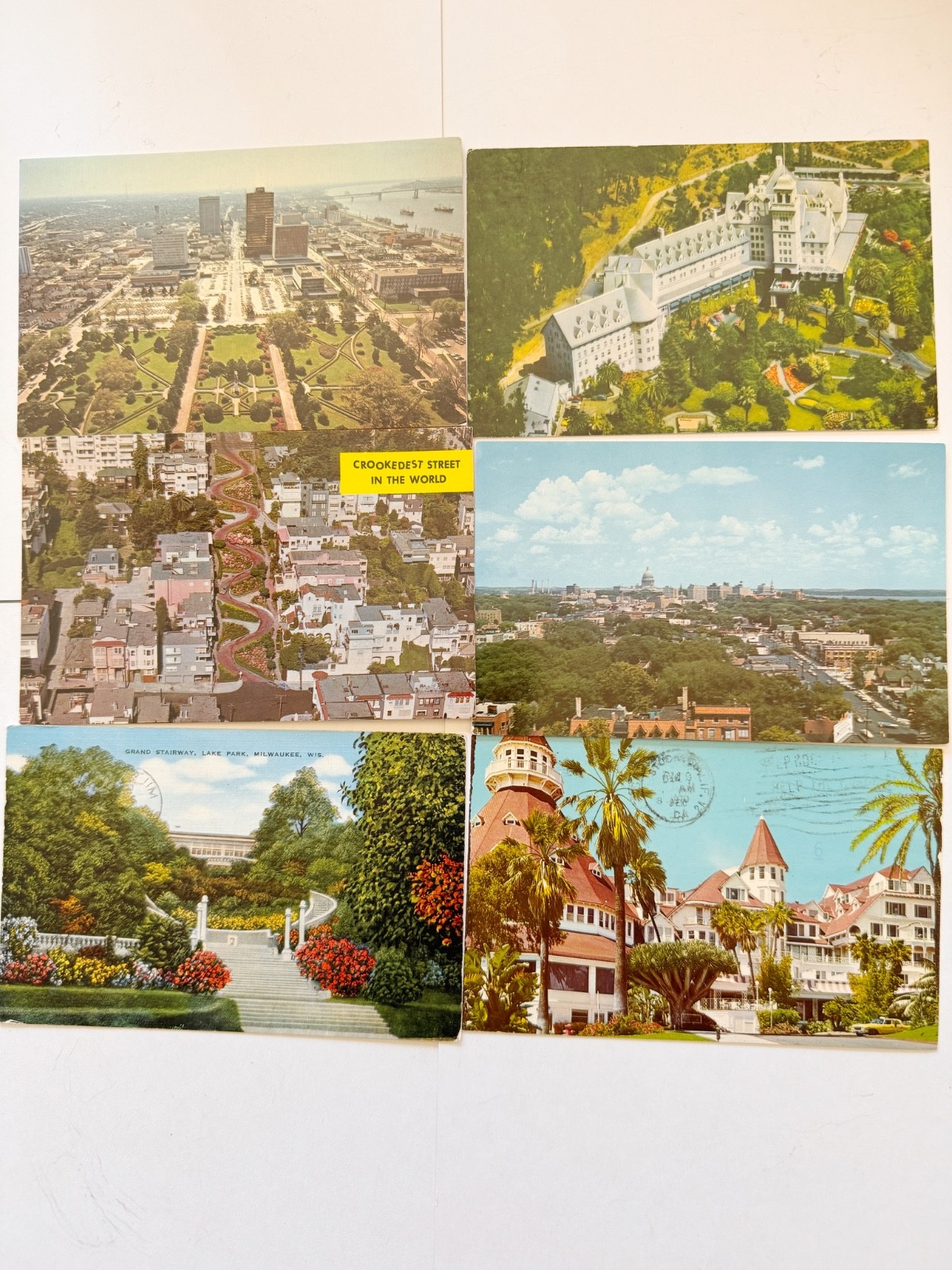 Lot of 6 Vintage Postcards San Francisco Lombard St Hotel Del Coronado NYC