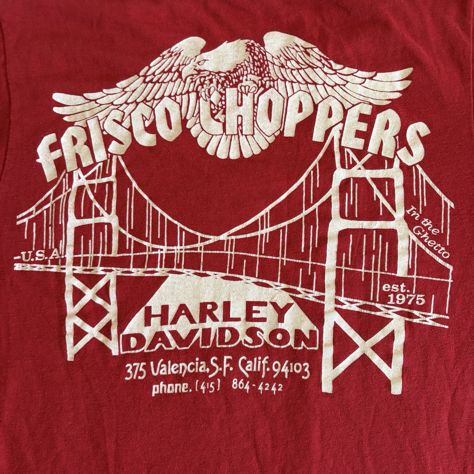 Vintage Frisco Choppers Harley Davidson T Shirt 1980s Red Screen Stars Biker Vintage Frisco Choppers Harley Davidson T Shirt 1980s Red Screen Stars Biker