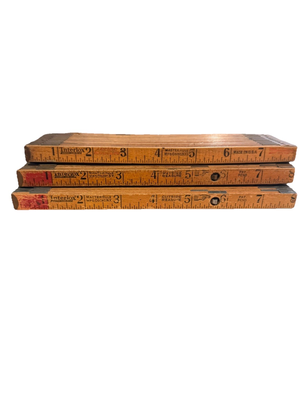 3 Vintage Interlox Master Rule Folding Carpenter Rules Pat Pending Outside 3 Vintage Interlox Master Rule Folding Carpenter Rules Pat Pending Outside