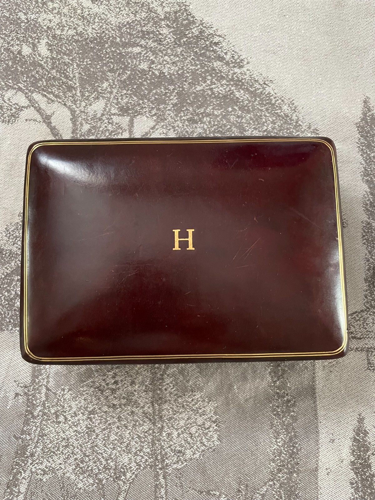 Italian Leather Burgundy Lined Box Gold Embossed for Trinkets Jewelry Italian Leather Burgundy Lined Box Gold Embossed for Trinkets Jewelry