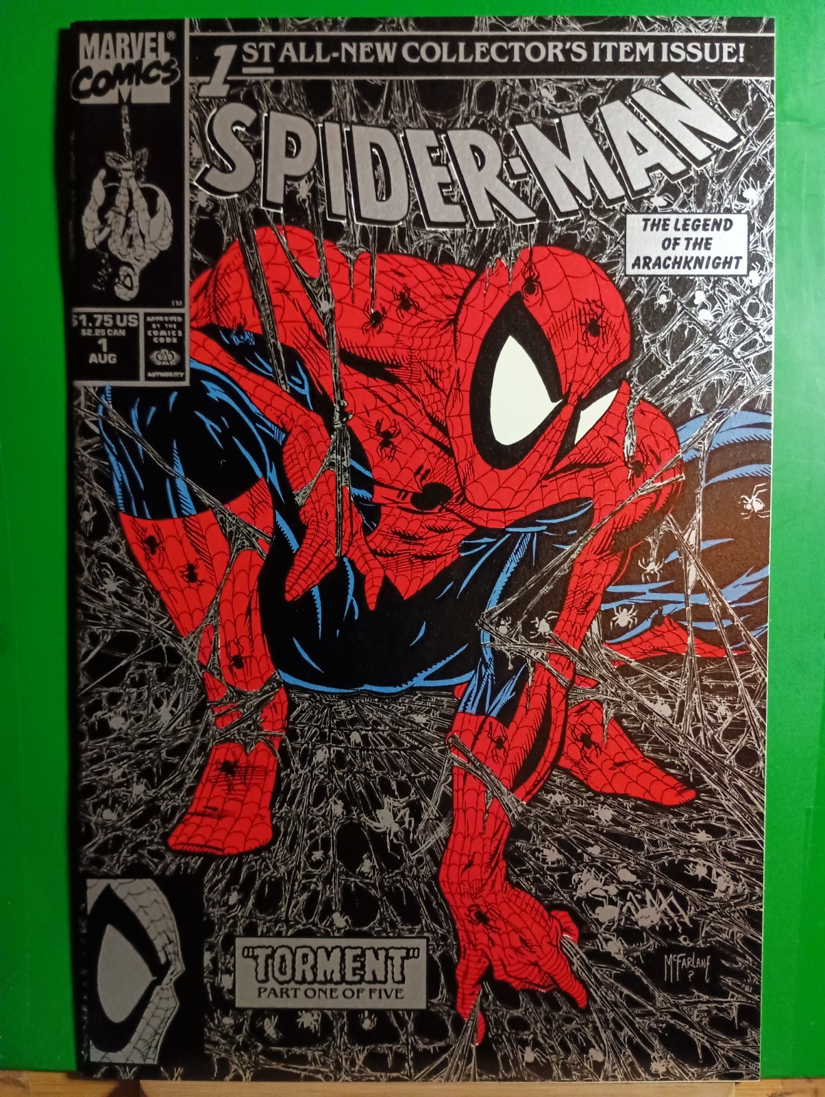 1990 Marvel Comics Spiderman 1 Todd McFarlane No Polybag Silver Cover Variant 1990 Marvel Comics Spiderman 1 Todd McFarlane No Polybag Silver Cover Variant