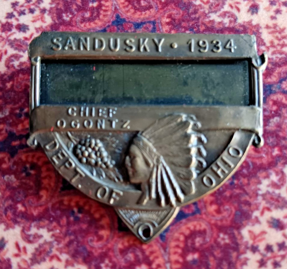 Department Of Ohio Indian Head Badge Medal 1934 Sandusky Chief Ogontz Greenduck Department Of Ohio Indian Head Badge Medal 1934 Sandusky Chief Ogontz Greenduck