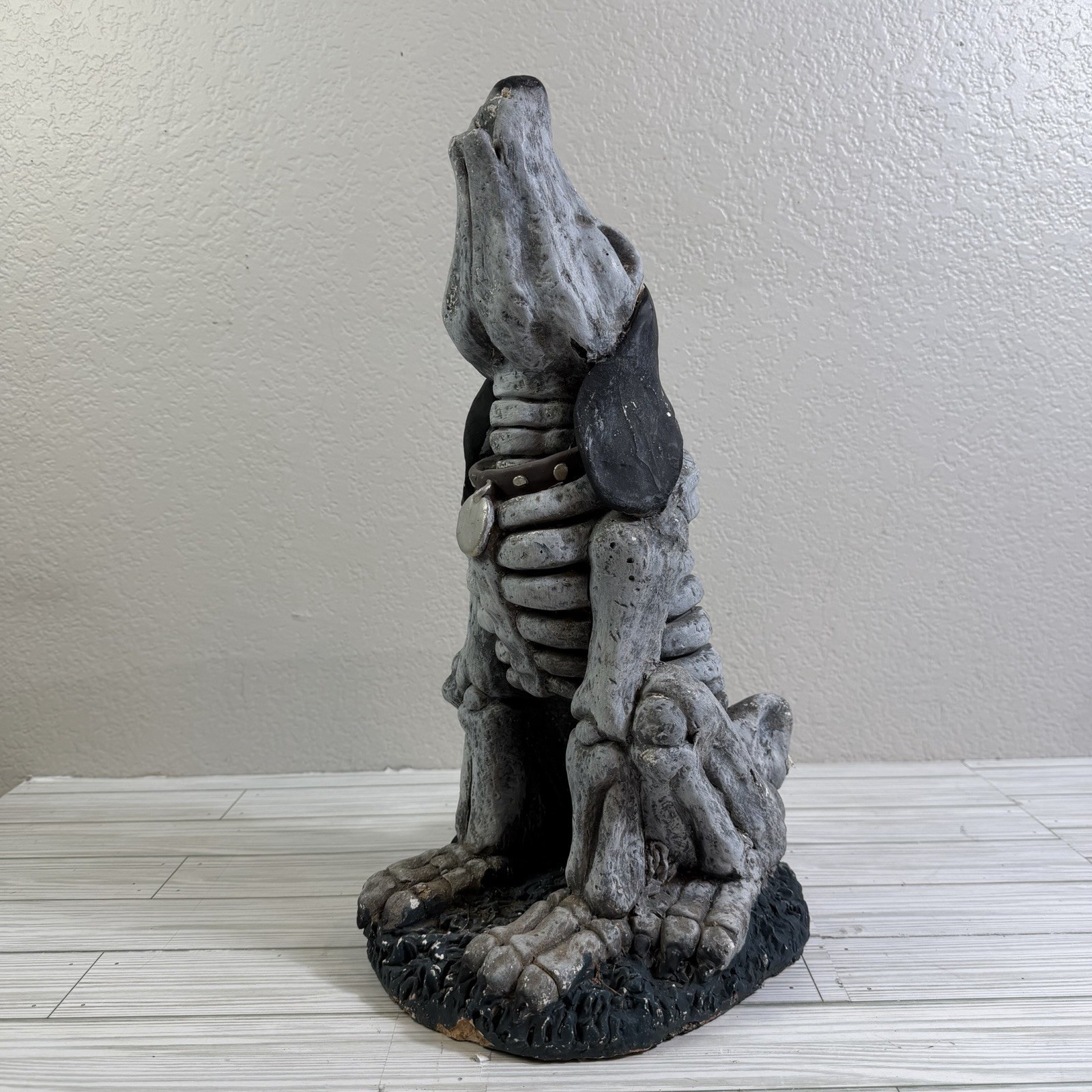 Vintage Joy Of Gardening Skeleton Dog Stone Halloween 19” 