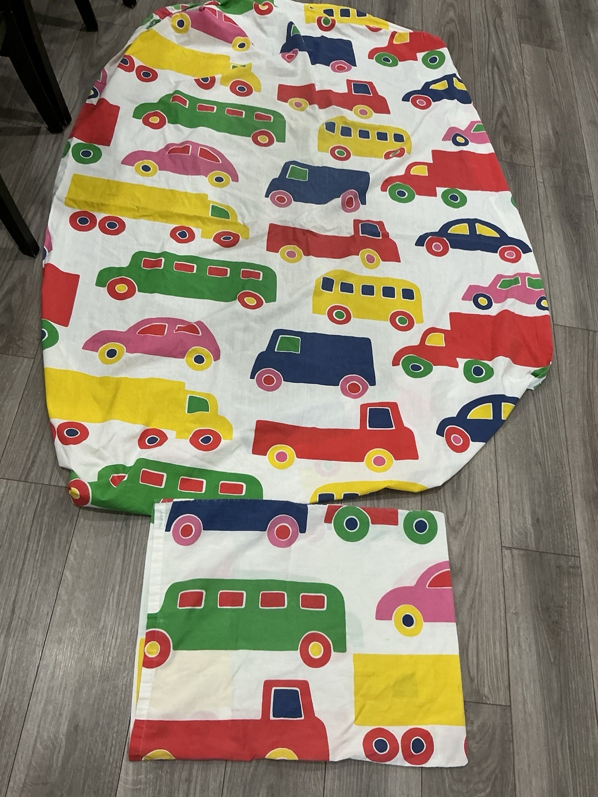 marimekko Bo Boo Fitted Sheet & Pillowcase Twin Cars Trucks Vintage Used