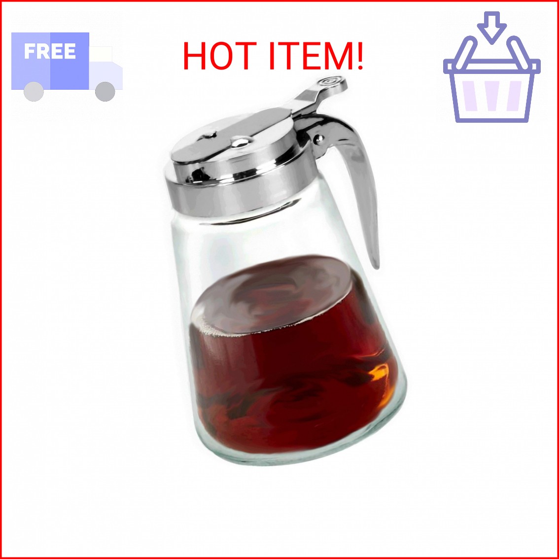 Glass Bottle Syrup Pitcher Honey Maple Syrup Dispenser Retracting Spout 12 oz